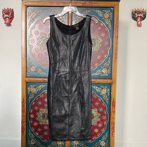 Chic Black Sleeveless Leather Dress